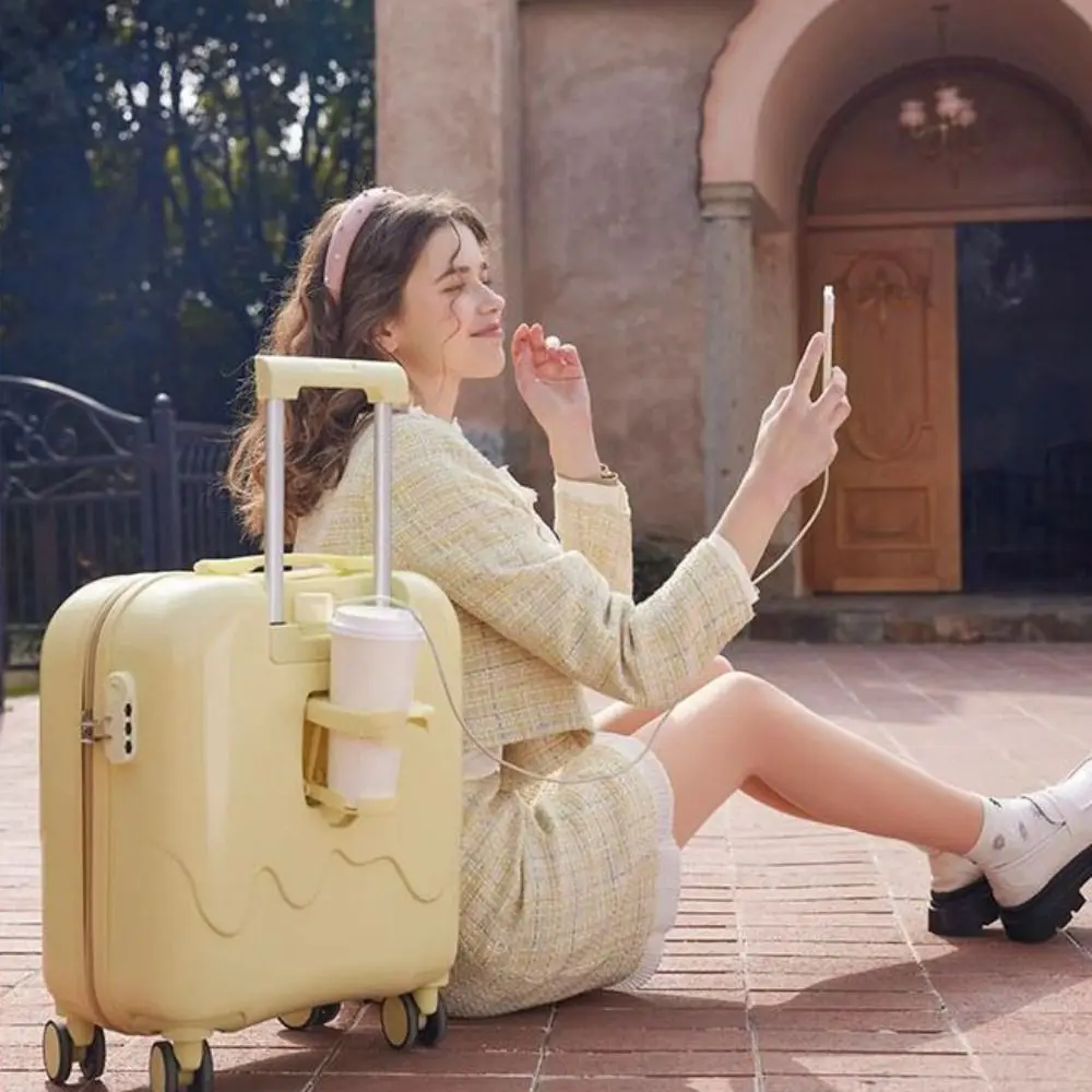Ice Cream 18 Inch Boarding Case Cup Holder Square Travel Luggage Suitcase Code Case Travel Box Password Trolley Case Travel