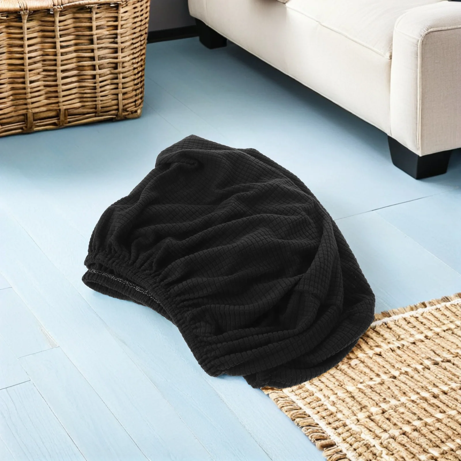 Pokrowiec na ławę prostokątny 27,5 x 15,7 cala, żakardowy, elastyczny, zdejmowany, nadający się do prania, wodoodporny ochraniacz na siedzisko, czarny.