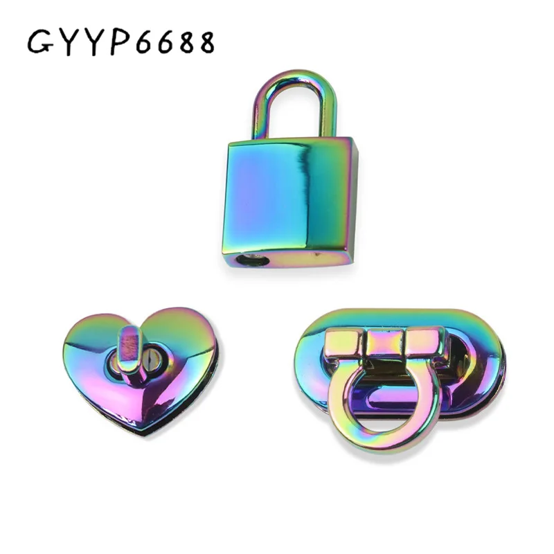 

10-20-50pcs 3 Size Rainbow High Quality Custom Metal Hardware Turn Twist Clasp Lock Closure Wholesale Accessories For Handbags