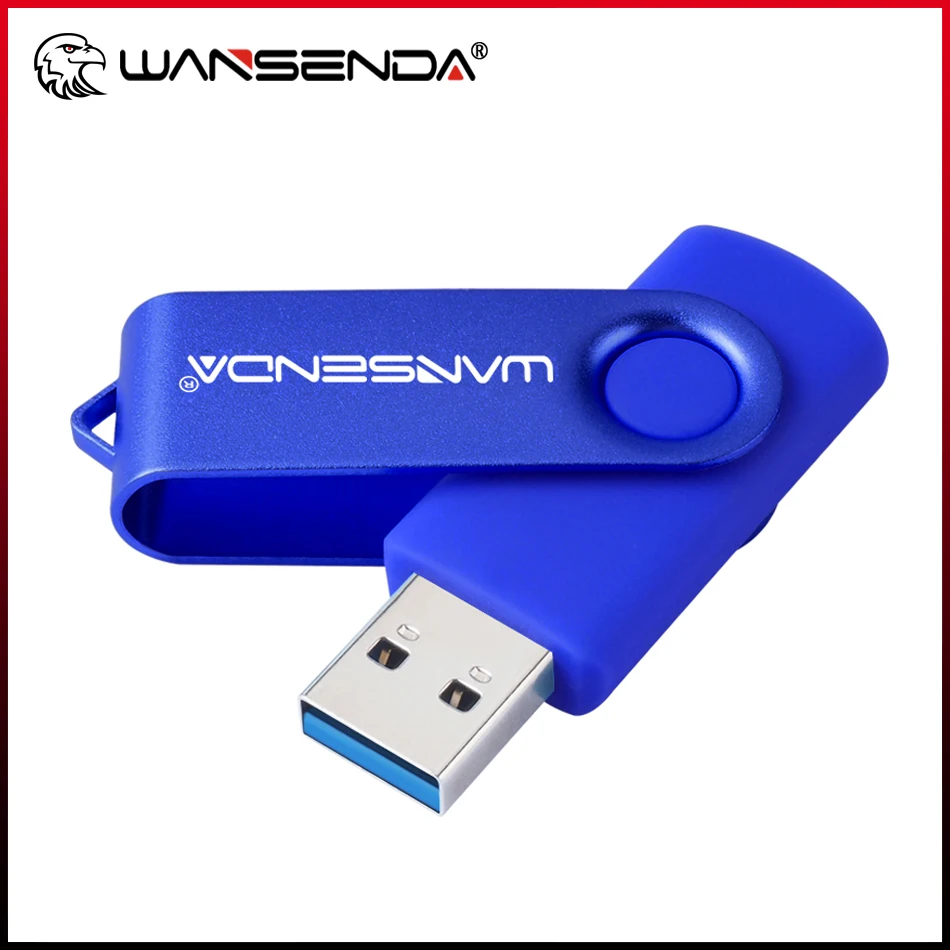 WANSENDA UAB Flash Drive Metal Pen Drive 8GB 16GB 32GB 64GB 128GB 256GB Pendrive Rotation USB 3.0 Memory Stick