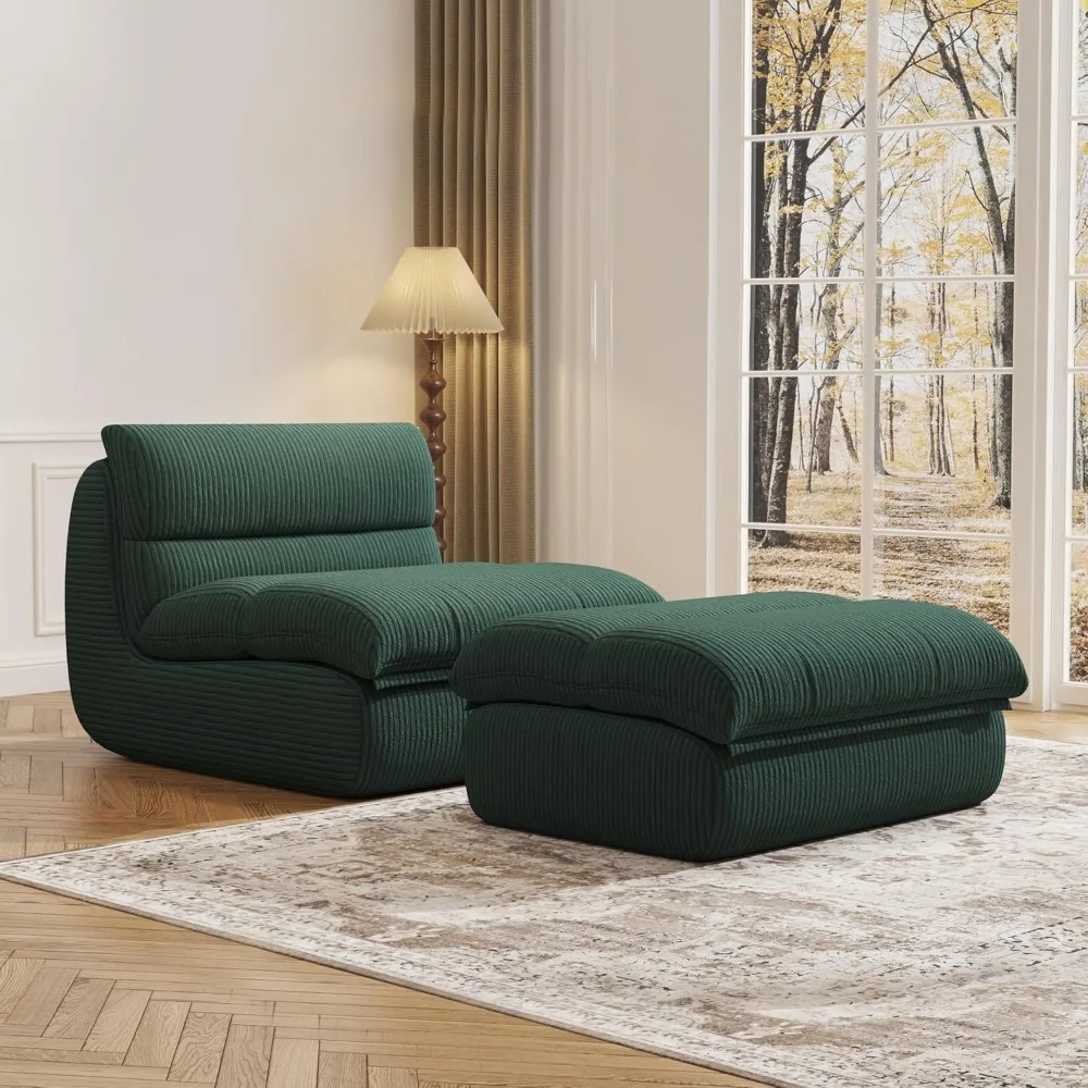 

Bean Bag Chair with Ottoman, Bean Bag Sofa,Accent Chairs,Ultra Soft Corduroy Fabric, Comfortable Reading Chairs for Living Room