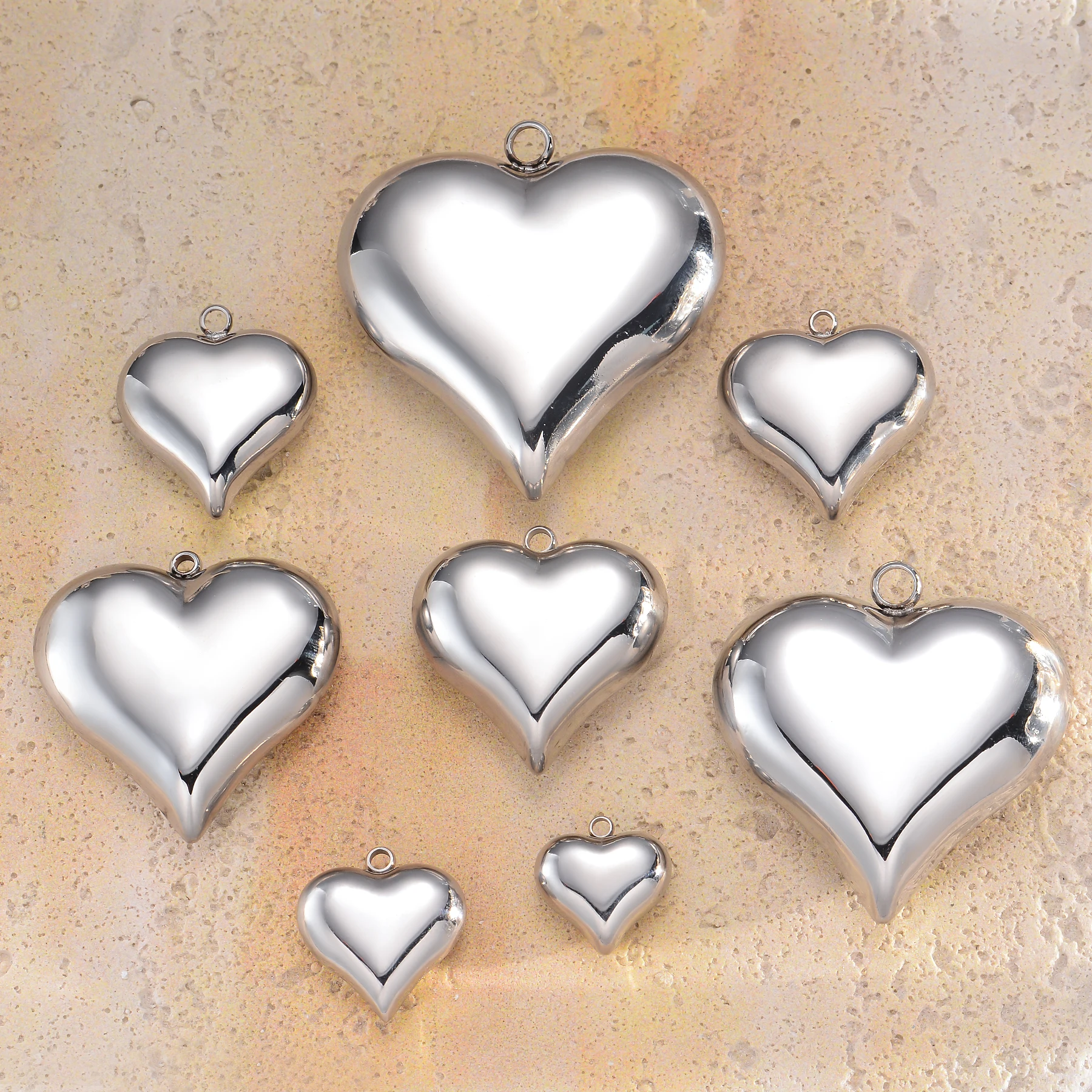 2 قطعة ثلاثية الأبعاد قلادة القلب الكبير عالية الجودة الفولاذ المقاوم للصدأ اكسسوارات ل عقد دي اي واي سوار صنع المجوهرات العثور