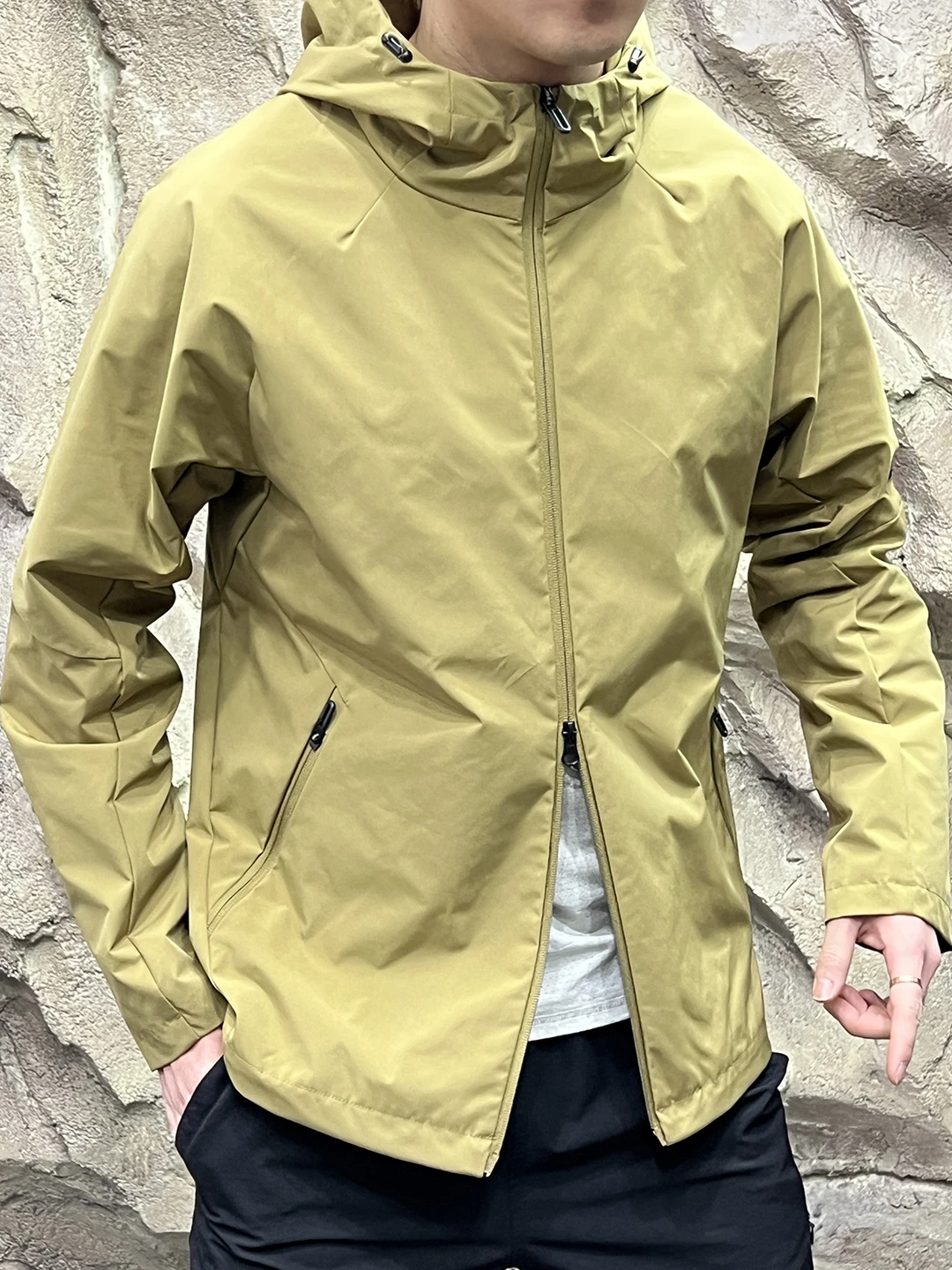 Lightweight Function Three-Proof Thermal Grid Fleece Men's Outdoor Sports Casual Hooded Jacket Coat Polyester Fiber Long Slee...