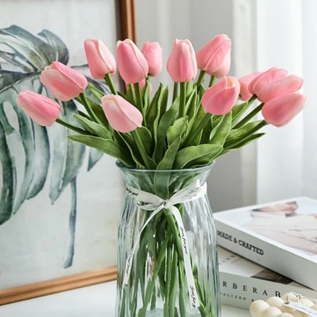 10/20 Stück Künstliche Blumen Echt Aussehende Tulpen Scrapbook Vase Heimdekoration Hochzeit Party Garten Rosen Girlande Bouquet Zubehör – Detail 2