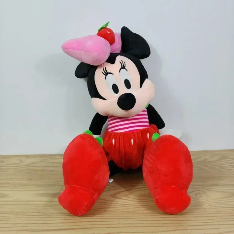 

Minnie Mouse Plush Cotton Doll Toy with Strawberry in Hand Disney Children's Christmas Birthday Gift Throw Pillow