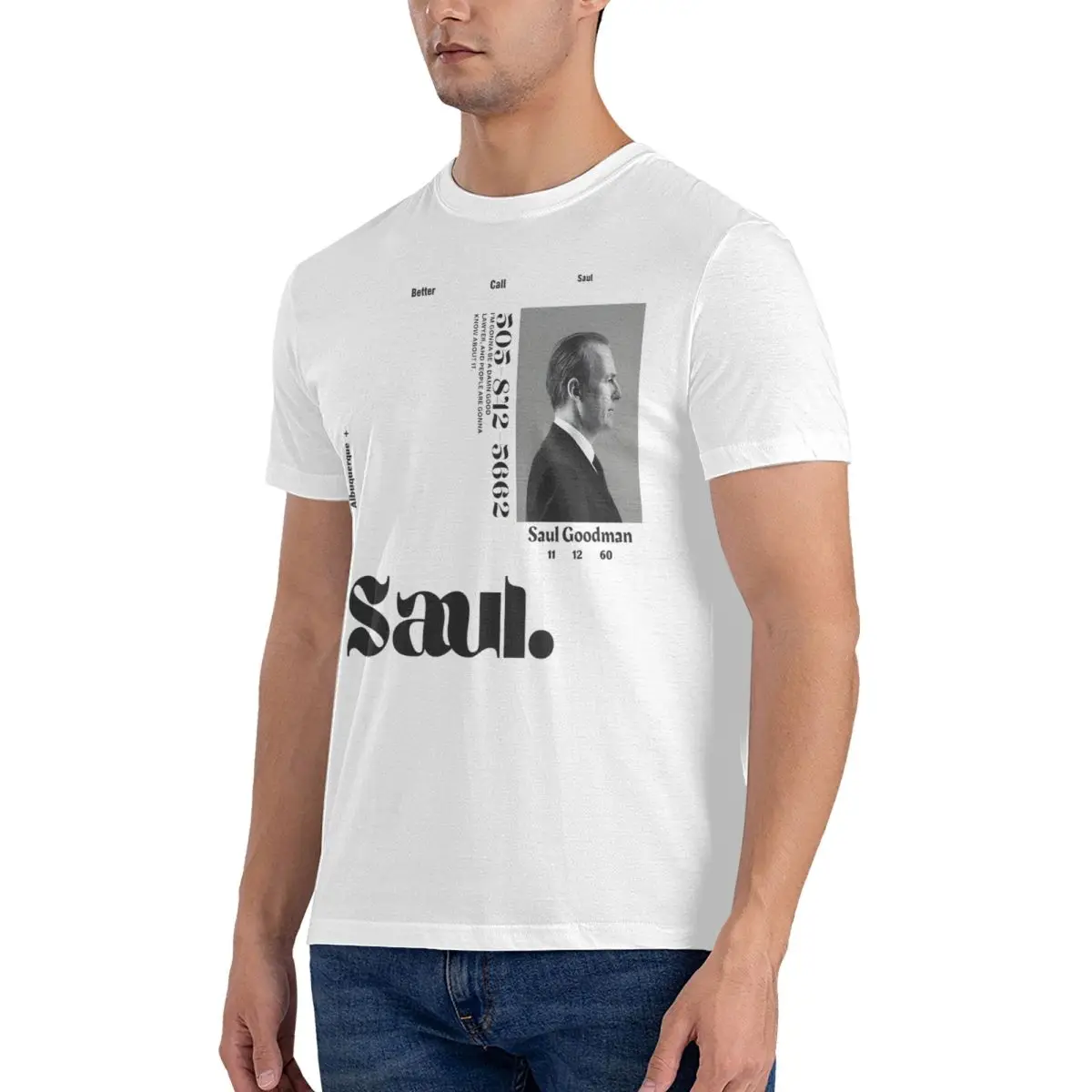 Vivid Minimalist T-Shirt Men Saul Goodman Vintage Pure Cotton Tee Shirt O Neck Short Sleeve T Shirts Summer Clothes