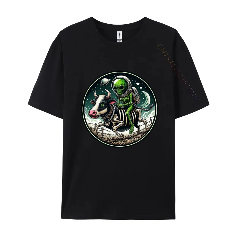 

Space Alien Skeleton Riding A Zombie Cow T-Shirt Print Fashion Tee Shirt 3xl 100% Cotton Funny Male Tshirt