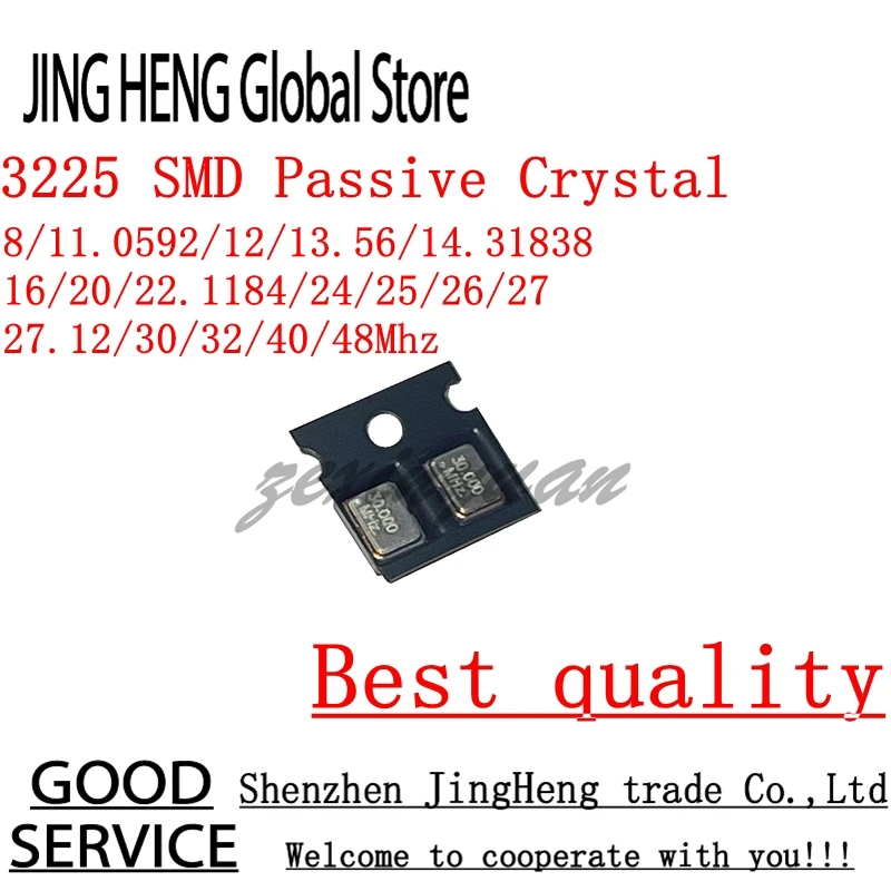 10PCS/LOT 3225 Passive Crystal SMD 4-Pin 8MHZ 11.0592MHZ 12MHZ 13.56MHZ 16MHZ 20MHZ 22.1184MHZ 24MHZ 27.12 26 27 30 32 40 48MHZ