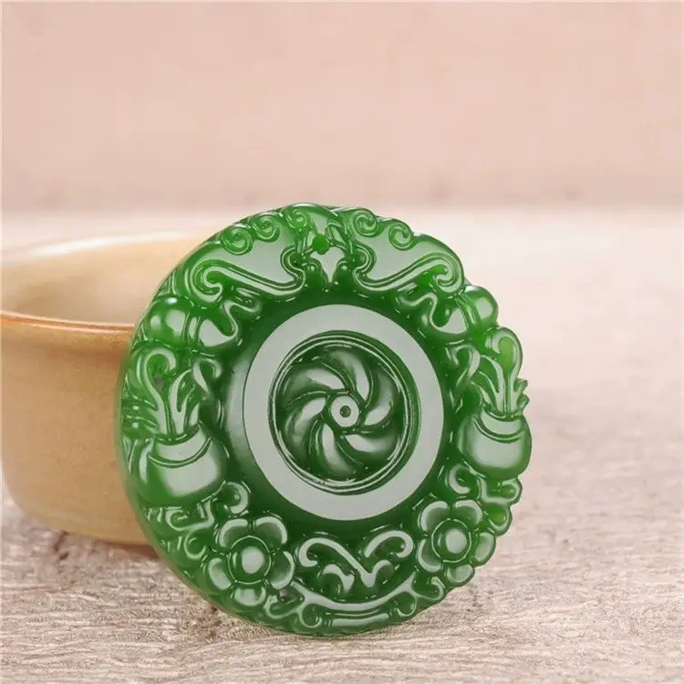 Hotan Jade Jasper Colour Double Sided Openwork Antique Dragon Pendant Green Peace Buckle Pendant Men Women jade pendant charm