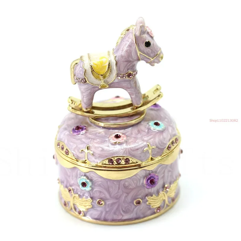 Christmas Gift Merry-go-round Metal Trinket Jewelry Box Necklace Storage Case Wedding Ring Holder Home Dresser Decor Mystery Box