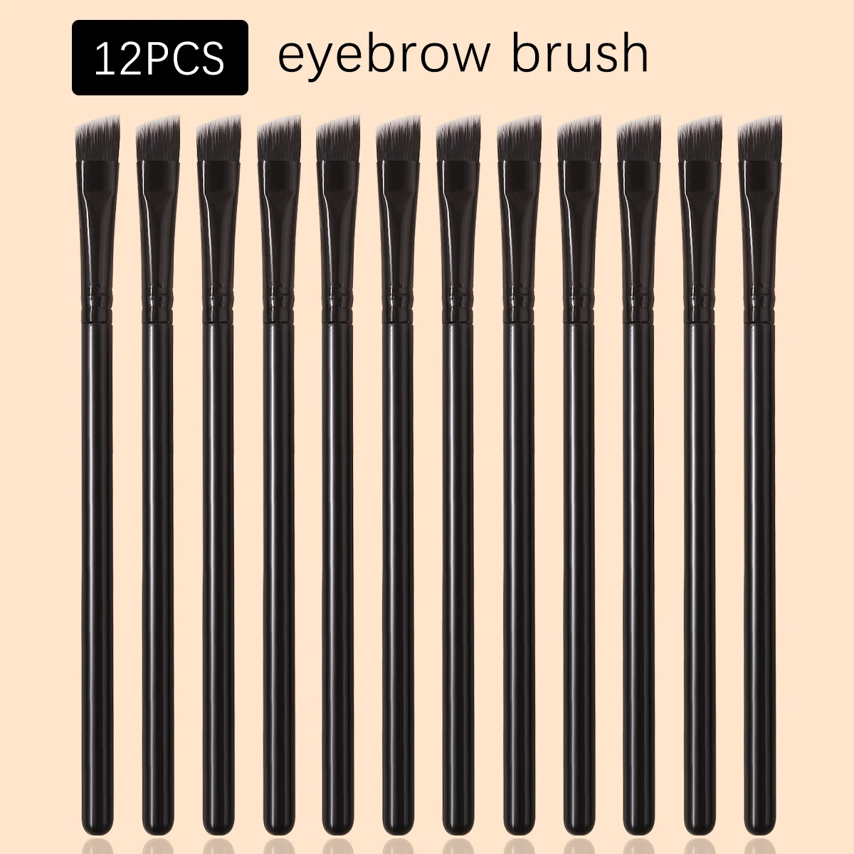 12 stuks schuine zachte en niet-verblindende wenkbrauwborstel, vlekborstel, oogschaduwborstel, multifunctionele oogmake-upborstel, make-uptool