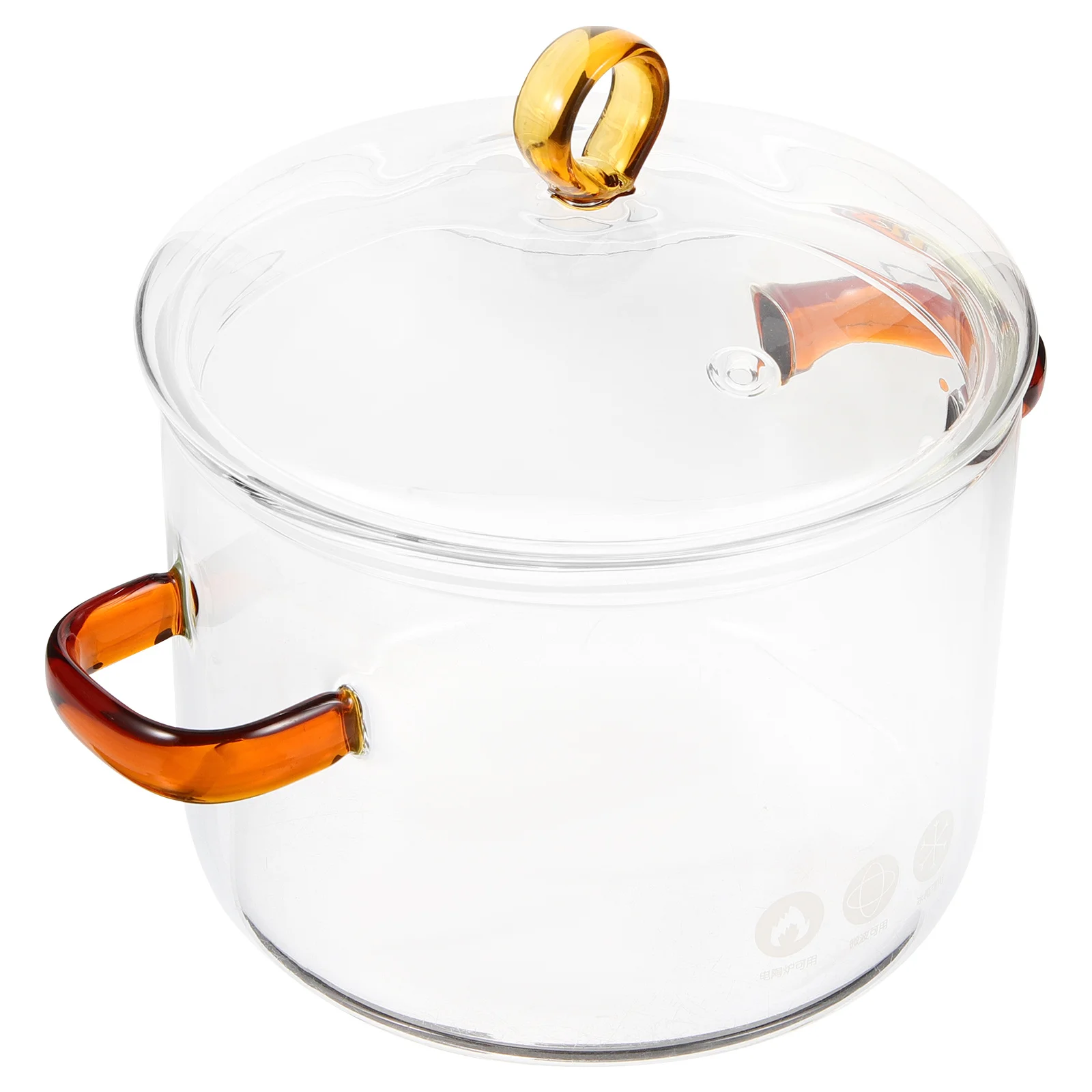 

Glass Stew Pot 2L Heat Resistant Clear Simmering Pot for Stove Microwave Safe Non-Slip Base Double Handle Design Soup Ramen