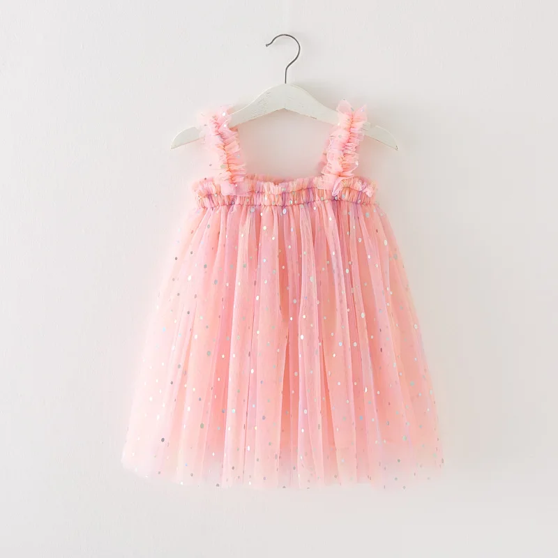 2024 New Baby Girl Dress Fashion Cute Baby Clothes Polka Dot Fantasy Rainbow Sling Mesh Puffy Skirt Sweet Princess Dresses12M-6Y