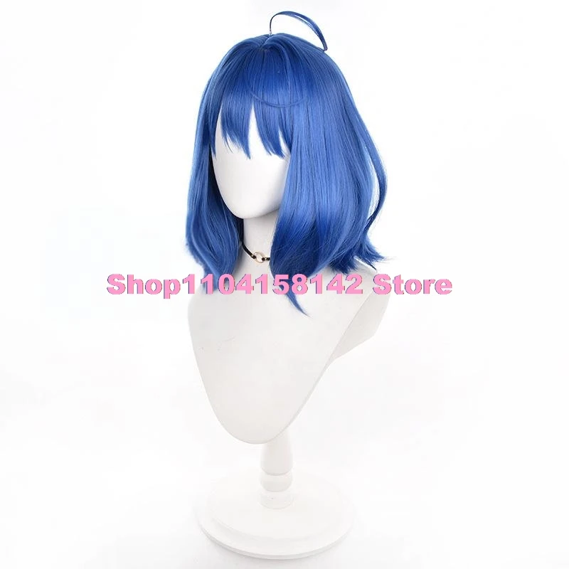 Anna Yanami Cosplay Wig Anime Makeine 45cm Short Hair Blue Wig Cosplay Heat Resistant Synthetic Wig for Adult girl Cosplay Party