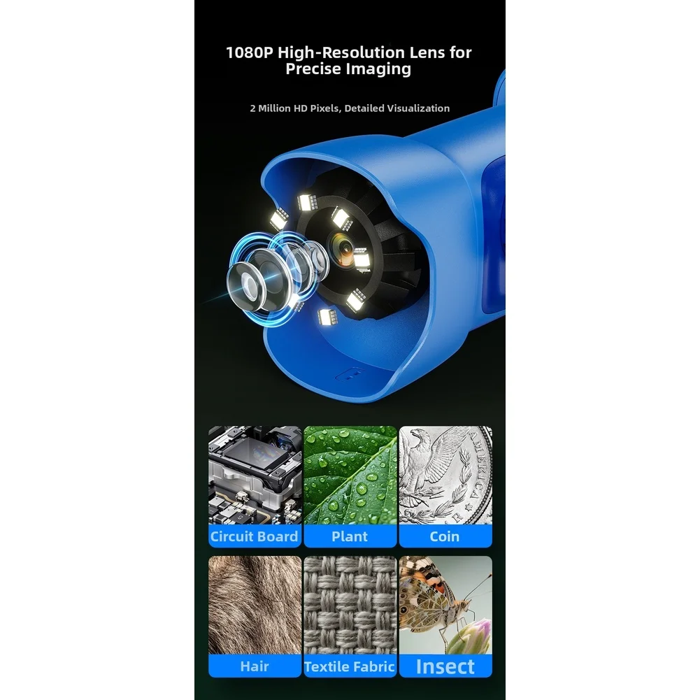 Digital Microscope 2.4-Inch IPS Screen 1000x Magnification 200Million Pixels High-definition Images 178degree Wide Viewing Angle