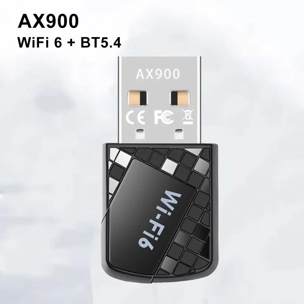 Adaptor WiFi 6 Bluetooth 5.4 900Mbps Dual Band Kartu Jaringan USB 2in1 Dongle Mini USB Penerima WiFi Nirkabel Jaringan Nirkabel