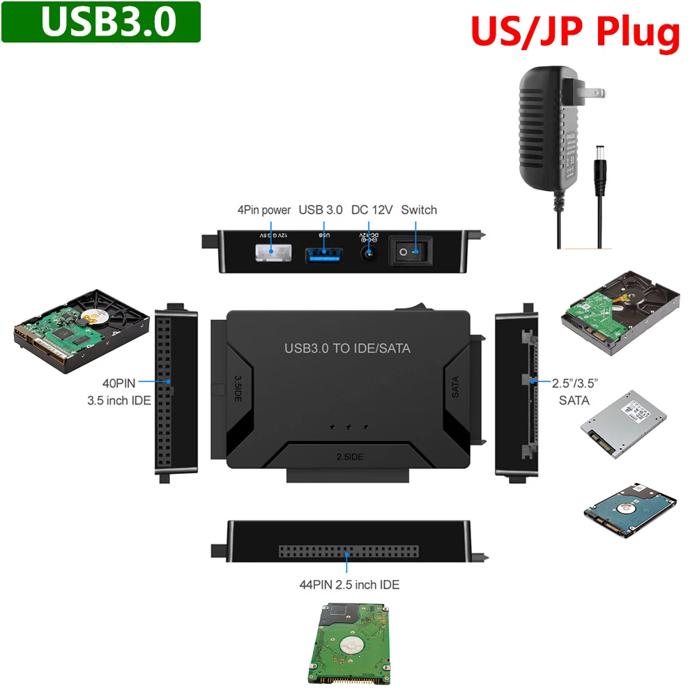 Dockingstation voor harde schijf 2,5 3,5 inch SATA IDE HDD SSD-lezer Dubbele slots USB Externe schijf Box Behuizing behuizing hd externo
