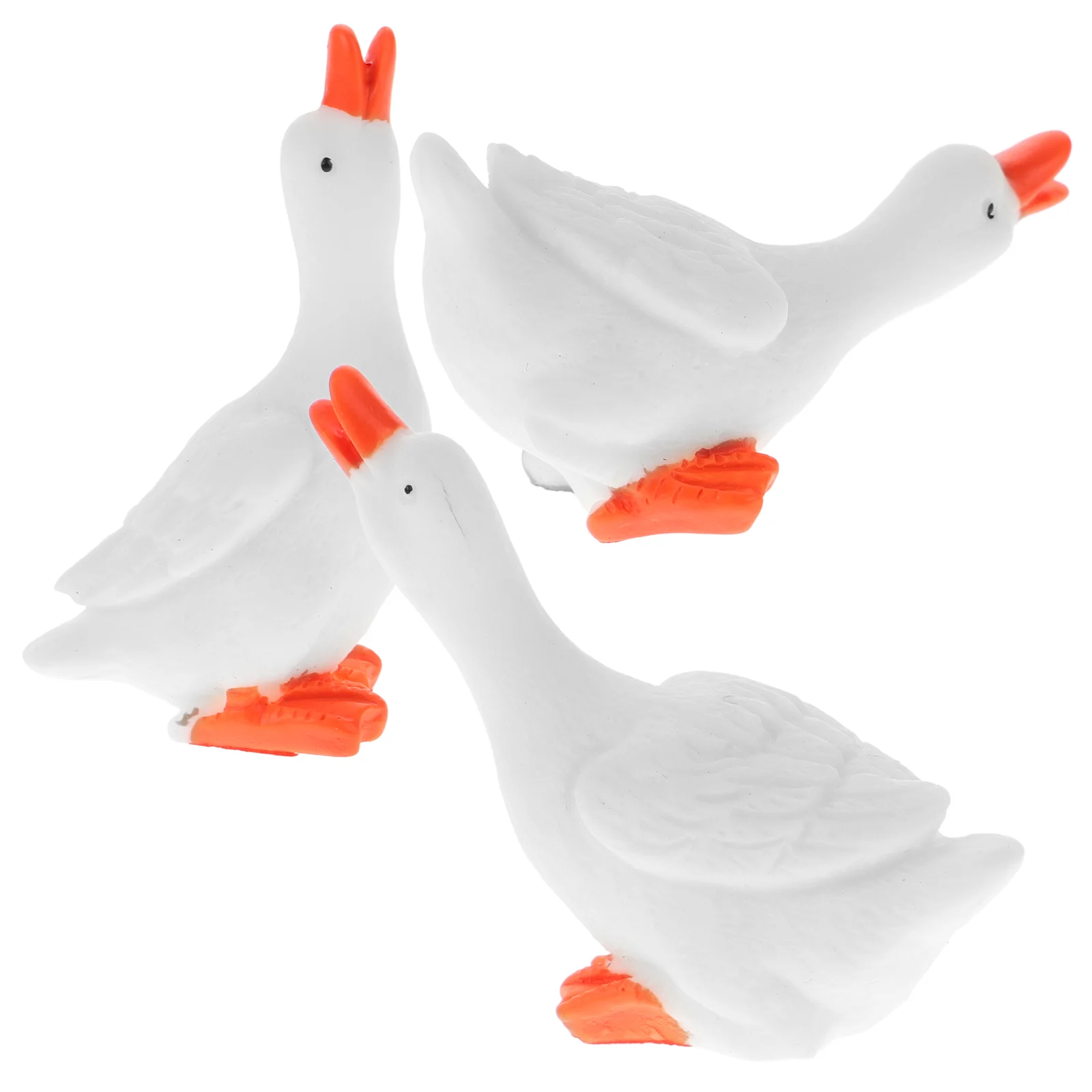 

3 Pcs Goose Ornament Outdoor Decoration Mini Decors Landscaping Toy Room Photo Props Resin Simulation