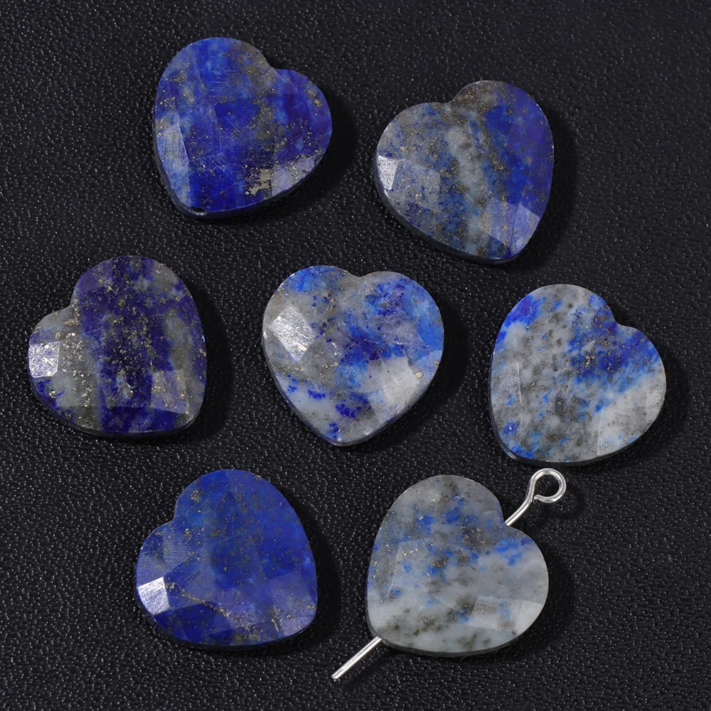 Breloques en Forme de Cœur à Facettes, Perles en Pierre Naturelle, Œil de Tigre, Lapis Lazumovies, Atlanding Ysts, Perles At pour Bijoux, Accessoires de Direction, 15mm