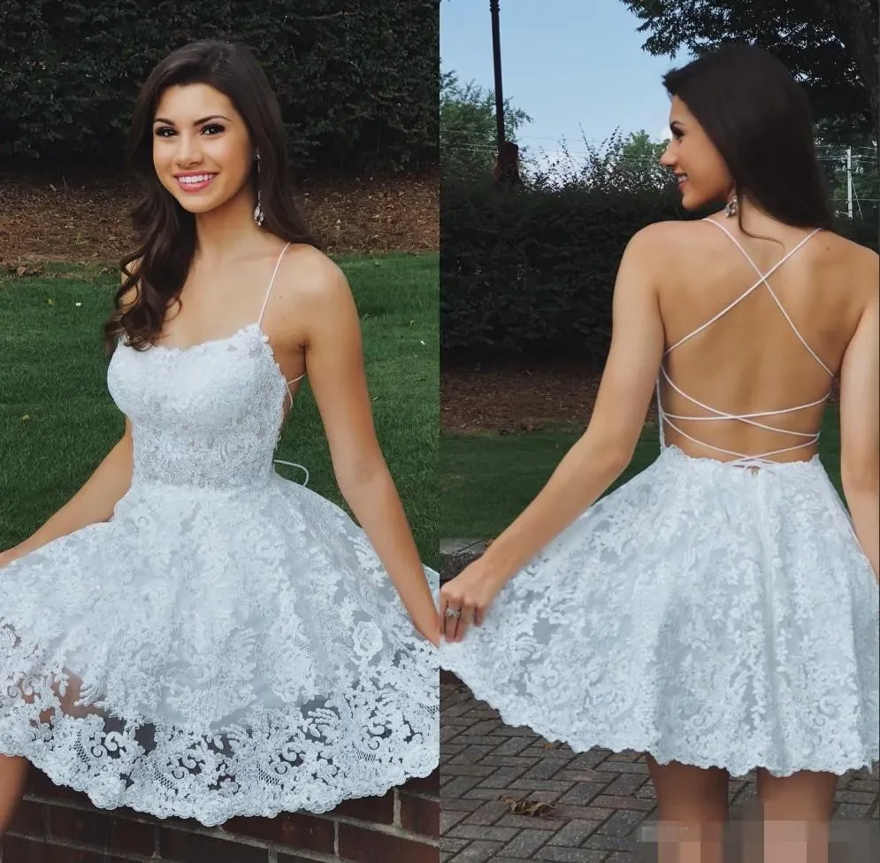 Robe de mariée courte en dentelle, ligne A, sexy, licou avec épaule italienne, bretelles croisées, mini PROM, robe de mariée formelle