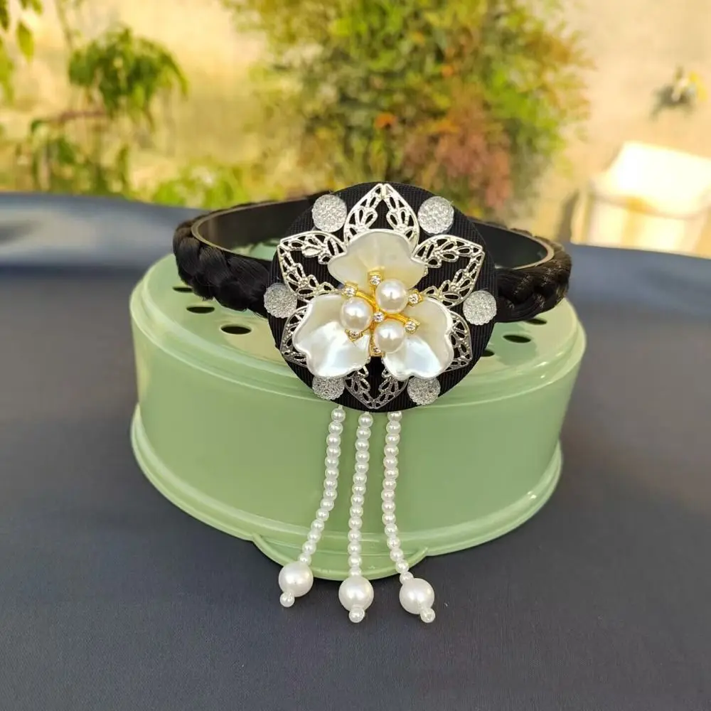 

Fashion Flower Korean Headband Tassel Pearl Hanbok Hairband Traditional Ethnic Style Stage Dance Hair Hoop Performance