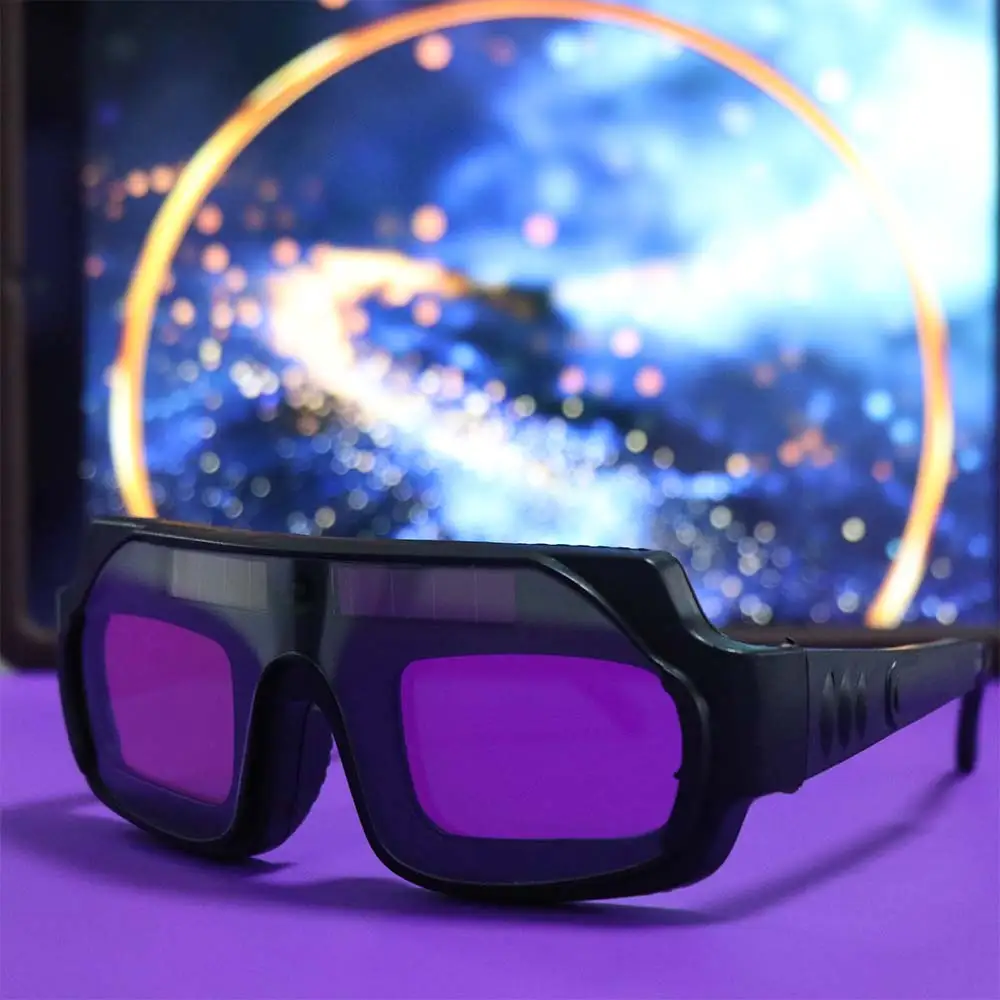 

Solar Powered Automatic Dimming Welding Glasses Auto Darkening Anti-Scratch Argon Arc Welding Glasses with Headband