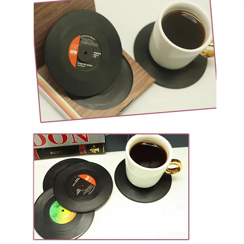 

Круглые противоскользящие силиконовые подставки для пластинок, виниловые подушечки для компакт-дисков в стиле ретро, теплоизоляционные подушечки для пластинок