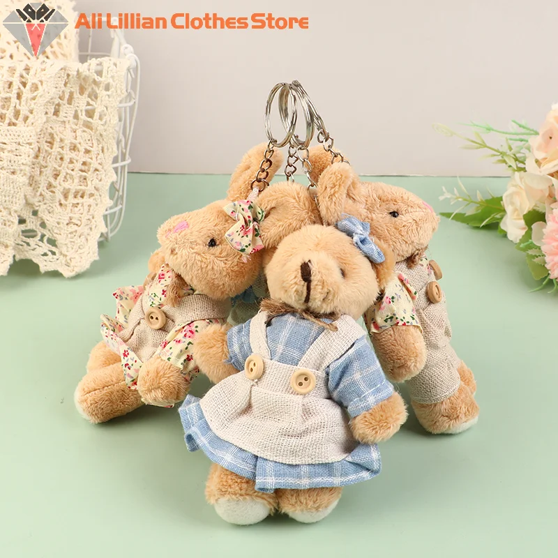 

New Cute Wear Clothes Bear Plush Toy Cartoon Rabbit Pendant Soft Stuffed Doll Keychain Backpack Car Bag Key Ring Decor Kid Gift