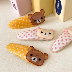 2PCS Kawaii Rilakkuma Bangs Side Clip Cartoon Cute Wave Point BB Hair Clip Sweet Versatile Hairpin Hair Decoration Birthday Gift