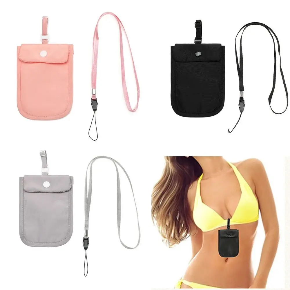 

RFID-Blocking Bra Wallet Ultra-thin with Adjustable Elastic Strap Money Pouch Invisible Secret Pocket Women Girls