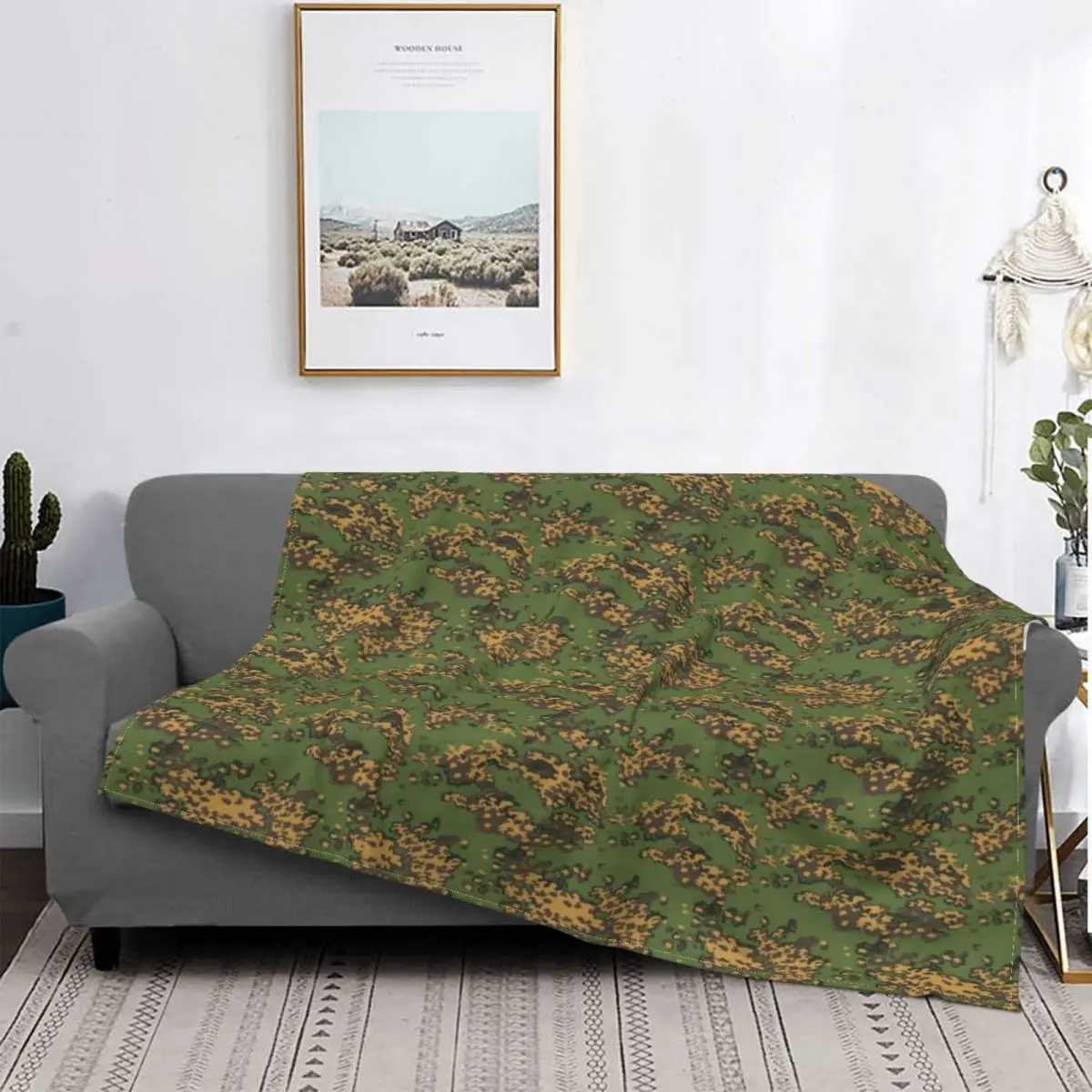 

Russian Woodland Camouflage Pattern Russian Blanket Flannel Fall Winter Popular Super Soft Blanket Bed Travel Quilt