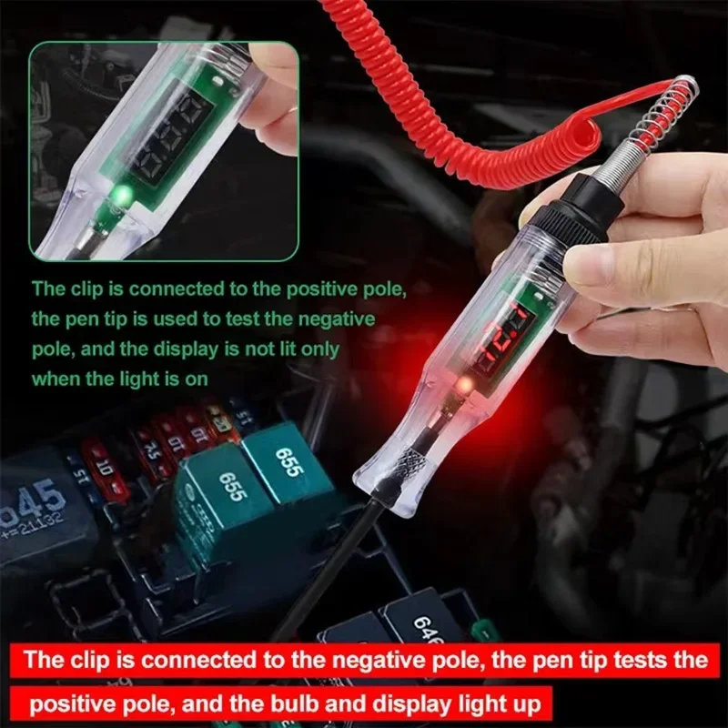 Digital Circuit Voltage Tester for Cars and Trucks 6V 12V 24V with LED Display Auto Diagnostic Probe and Measuring  Repair Tool