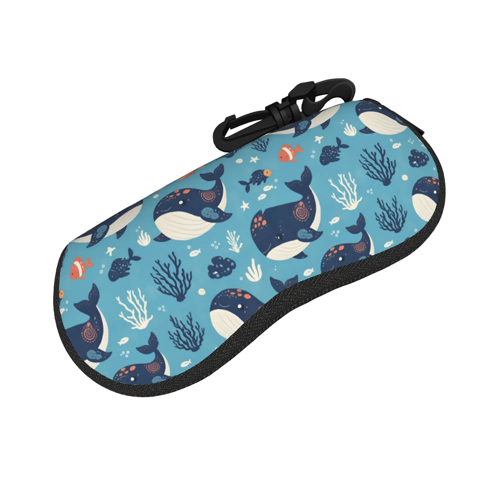 Cute whale Ocean animals Glasses Case Gift For Girls  Zipper  Eyewear Protector Ultra Sunglasses Box