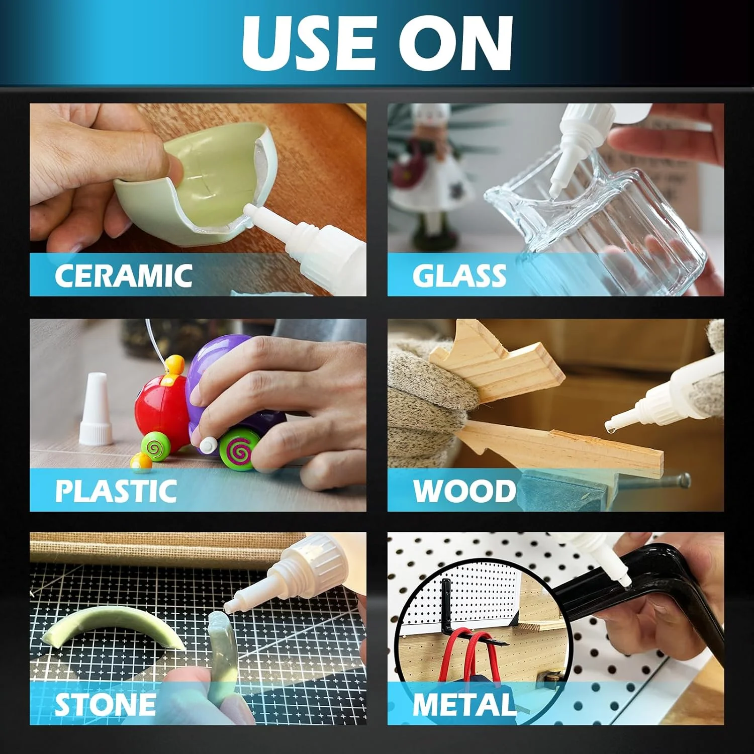 กาวซุปเปอร์อเนกประสงค์ 50 กรัม (1.76 ออนซ์) - กาวแข็งแรงโปร่งใสสําหรับพลาสติก ไม้ โลหะ งานฝีมือและการซ่อมแซม พันธบัตรทันที ฟา