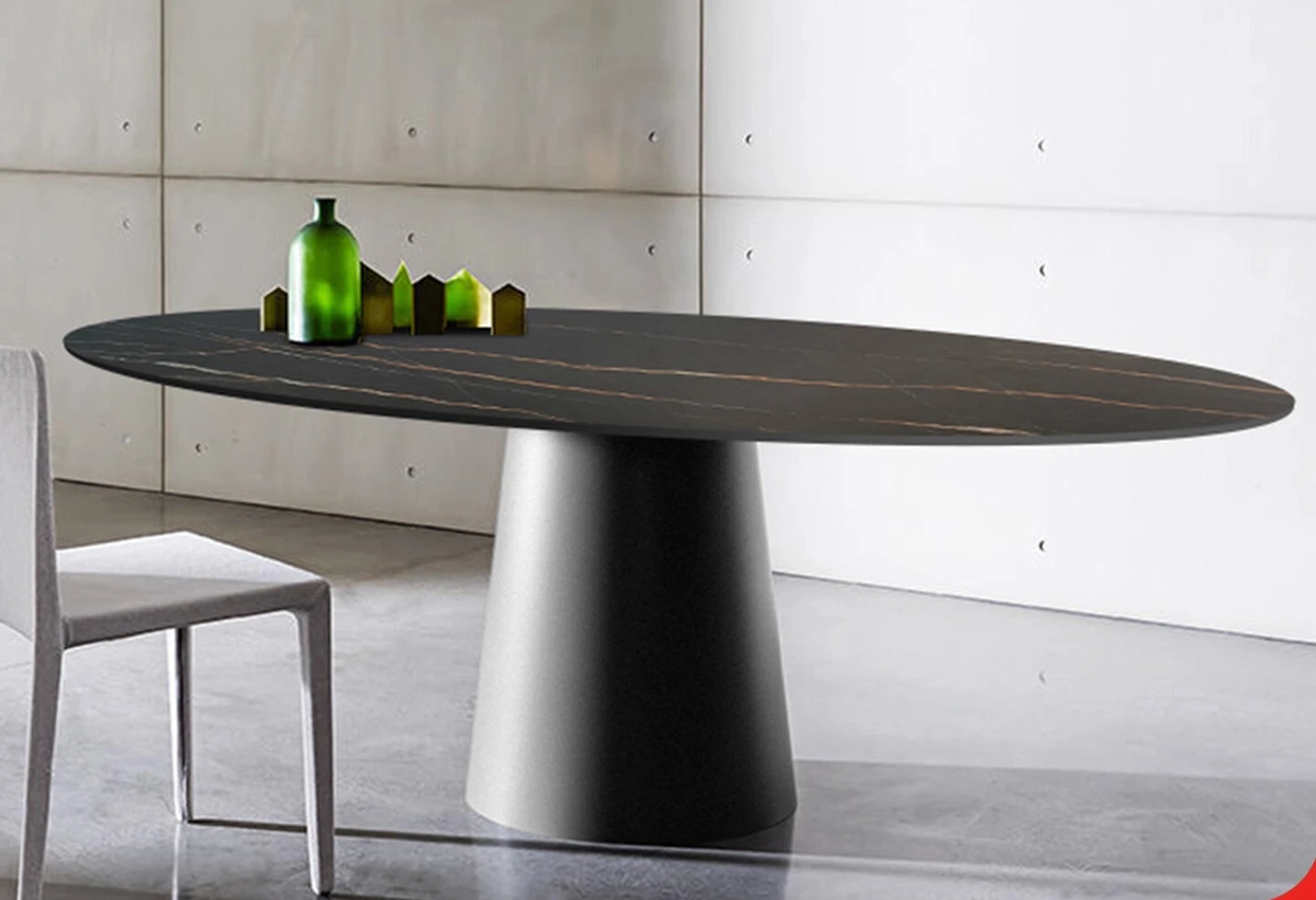 

Italian rock slab dining table oval marble dining table simple modern living room