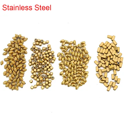 50pcs PVD 결코 스테인레스 스틸 스페이서 비즈를 퇴색하지 마십시오 느슨한 골드 컬러 스퀘어 비즈 목걸이 팔찌 쥬얼리 만들기위한 대량
