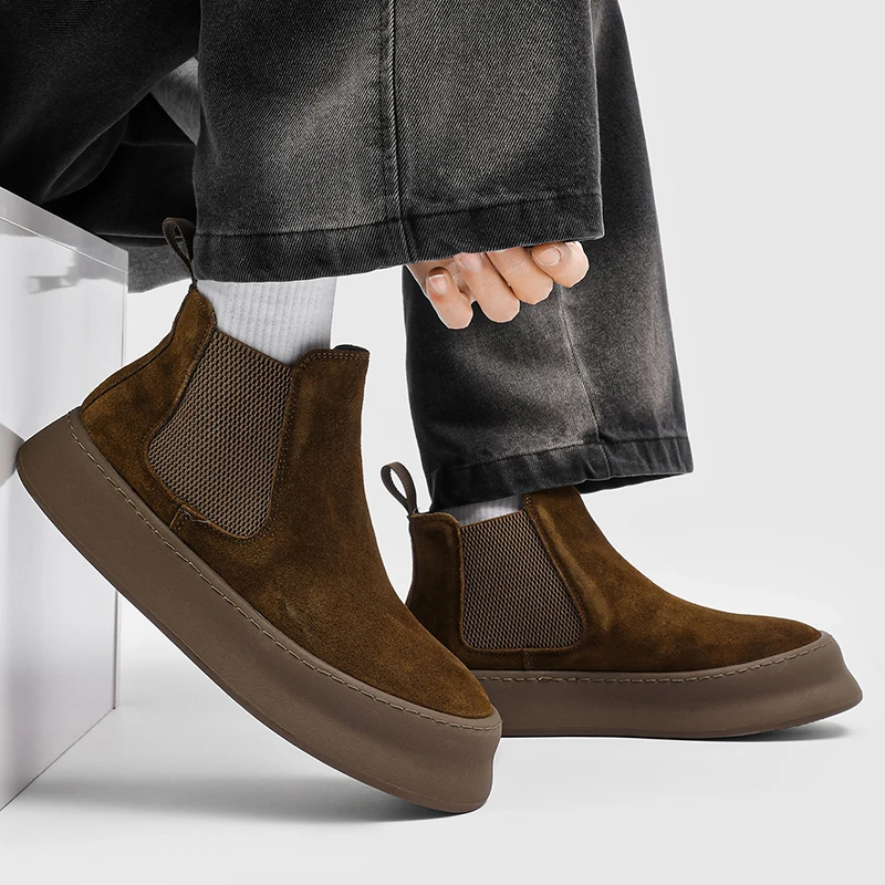 

Мужские классические ботинки в стиле ретро, повседневные высококачественные осенне-зимние стили, офисная или модная обувь, увеличивающая рост, натуральная кожа