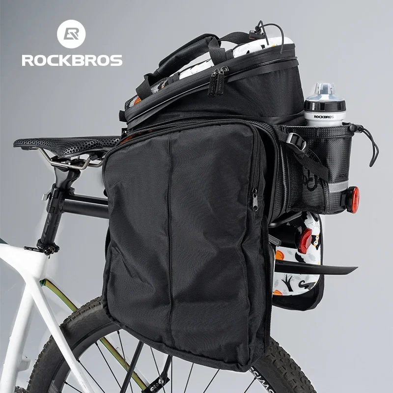 ROCKBROS Bicycle Saddle Bag 35L Hard Shell Huge Quality MTB Gravel Bike Travel Rear Rack Bag Luggage Panniers Waterproof Cover