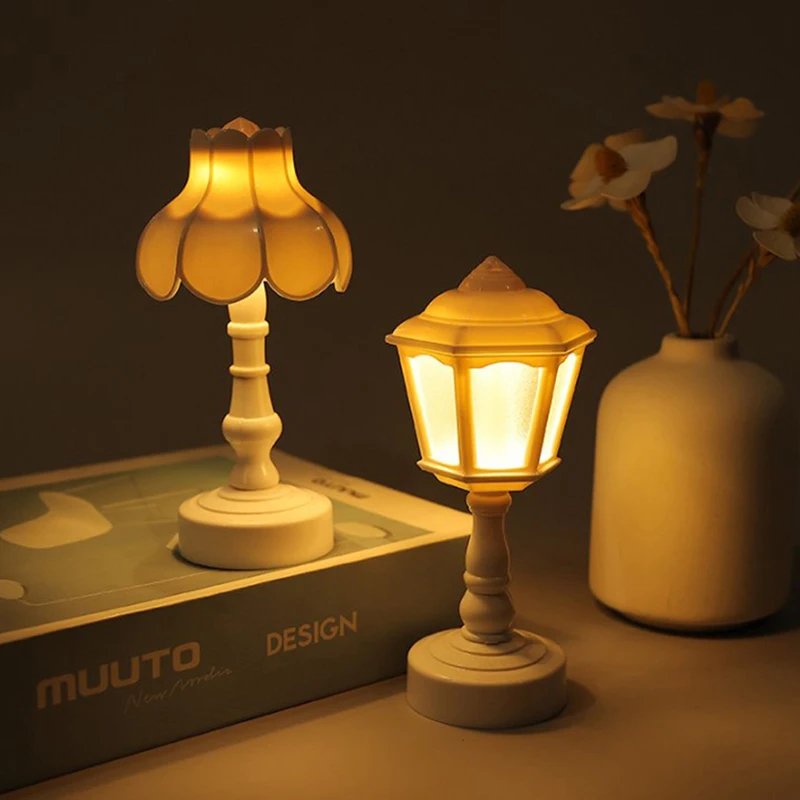 Mini LED Luz Lotus Forma Eye-proteção Table Night Lamp Para Dollhouse Home Decor Bed Side Study Sala de estar Decoração do quarto