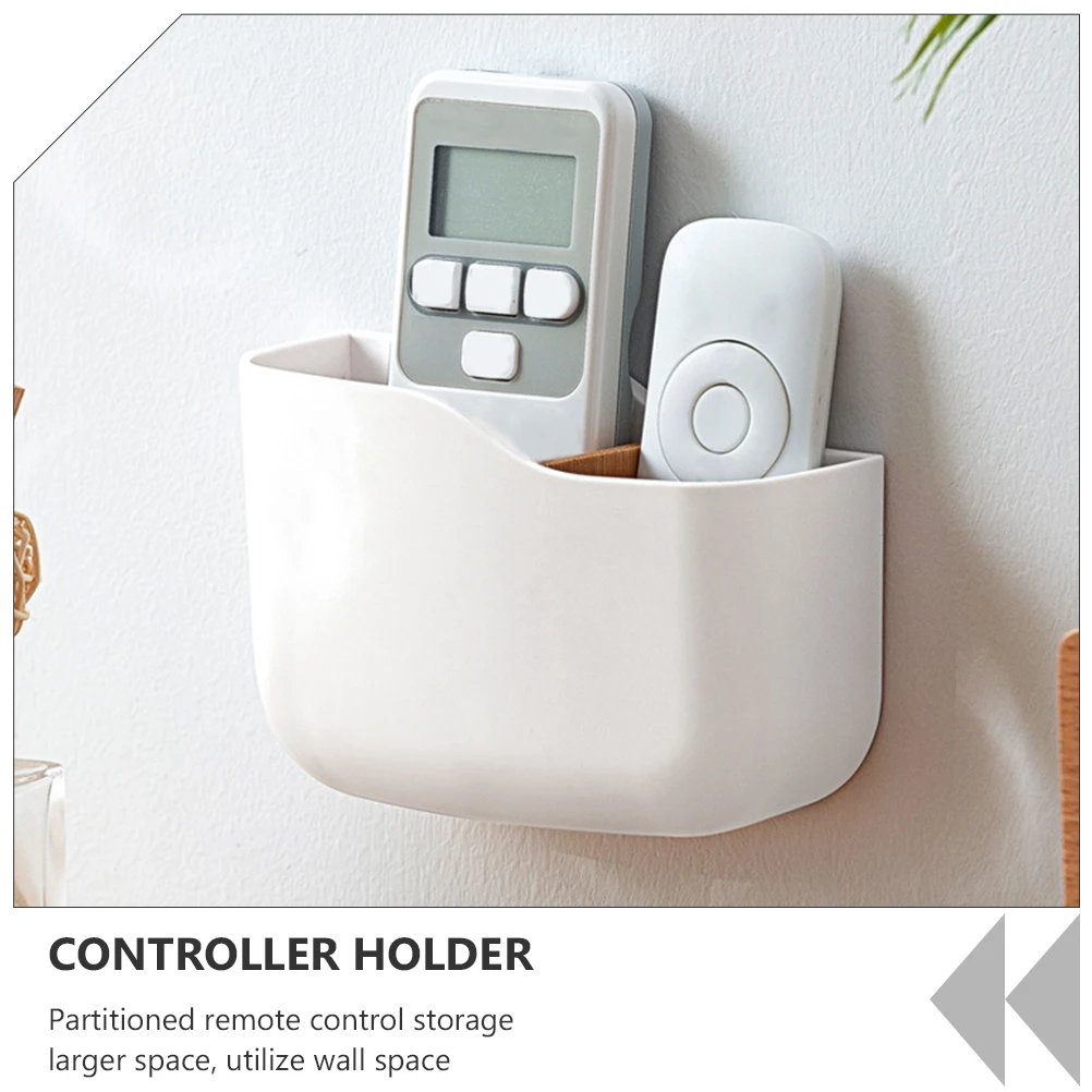 

2 Pcs Remote Control Holder Storage Box for Bed Wall Hanging White Mount Organizer