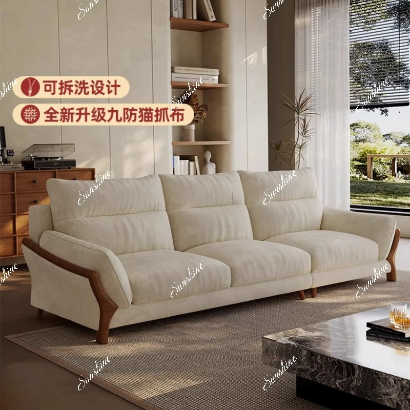 Modern cat scratch cloth fabric sofa log wind living room straight row small apartment fabric sofa