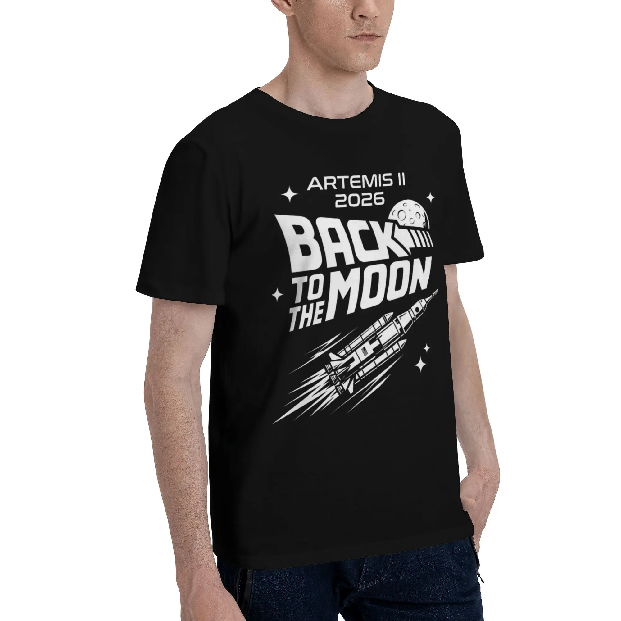 Summer Back to the moon 2026 Artemis II T Shirt for Men Women  100% Cotton Tee Shirt Short Sleeve Clothing