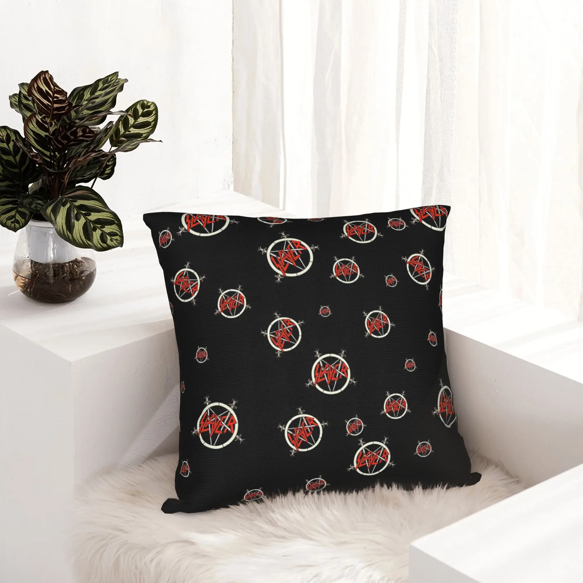 Heavy Metal Rock S-Slayers Cushion Cover 40x40cm  Velvet Modern Pillow Cases Home Decoration