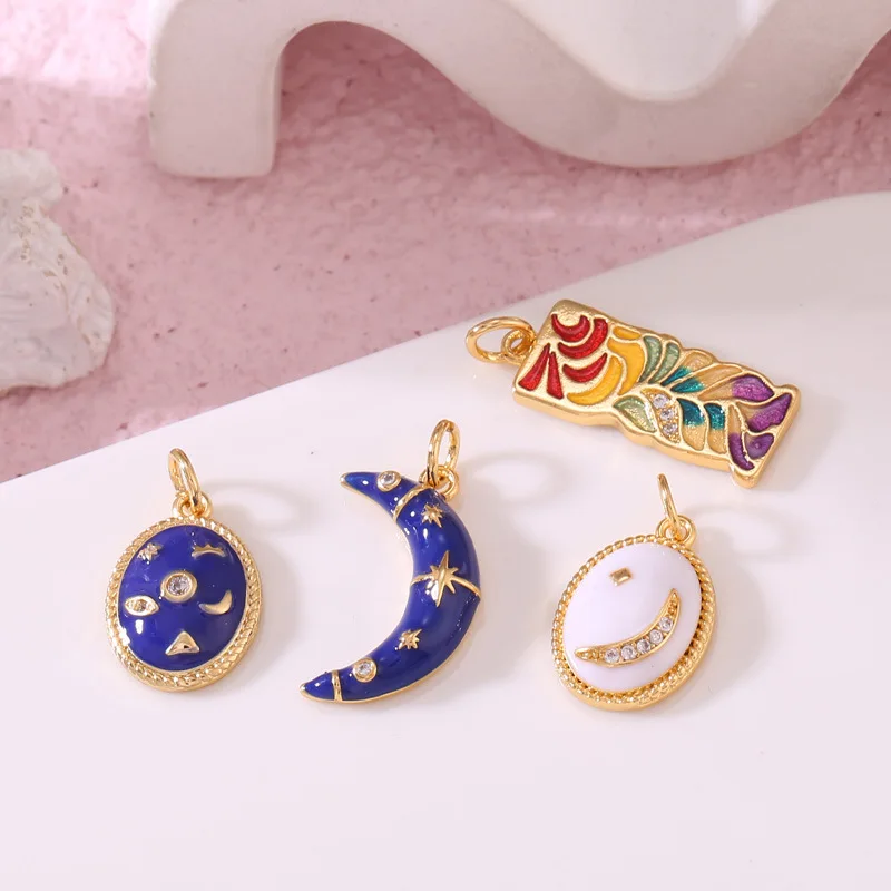 

Micro Inlaid Zircon Bracelet Pendant Geometric Oil Drip Series DIY Jewelry Accessories