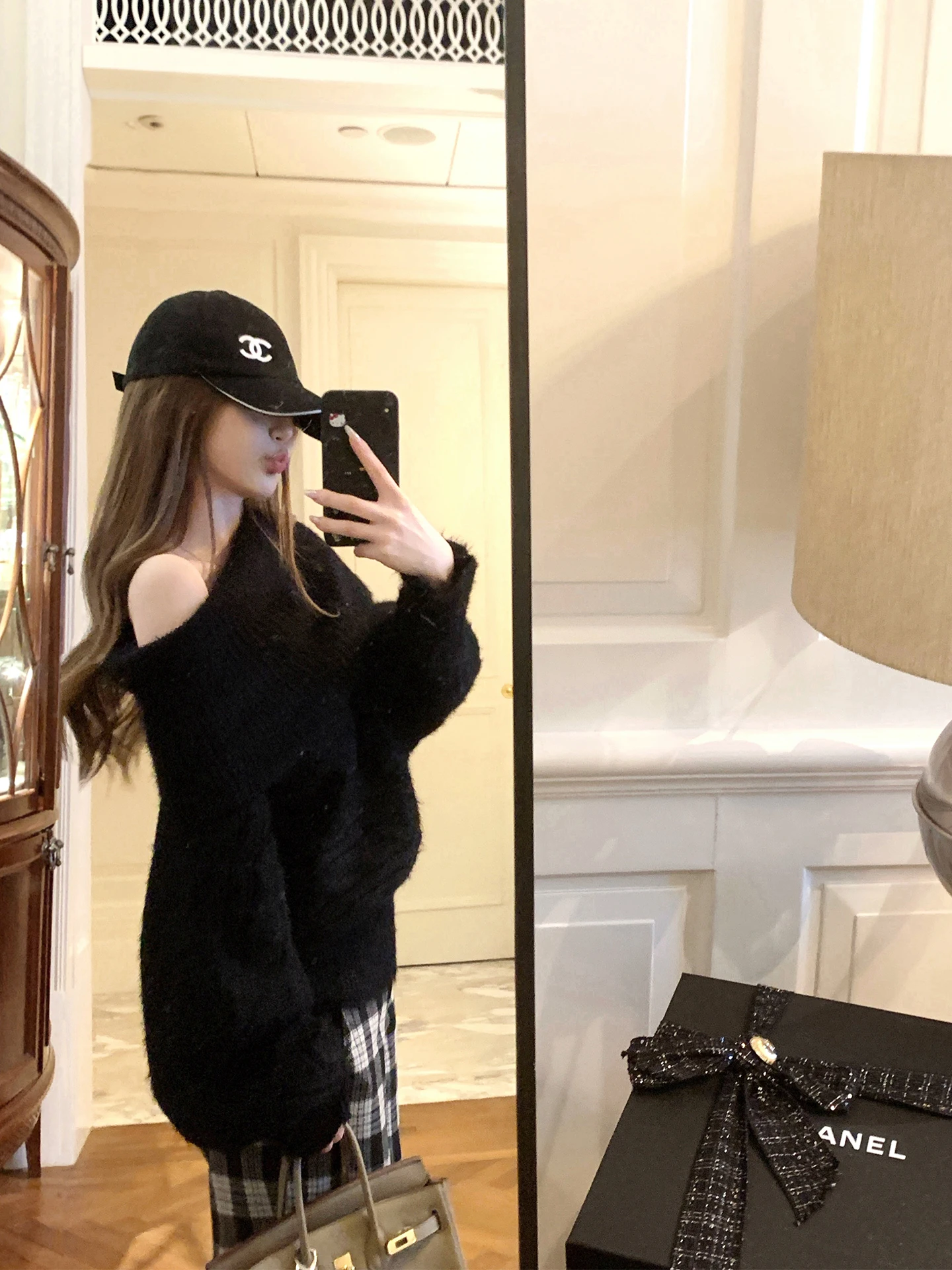 

Женский вязаный свитер с высоким воротником и открытыми плечами, двусторонний, свободного кроя, с длинными рукавами, повседневный, новинка зимы