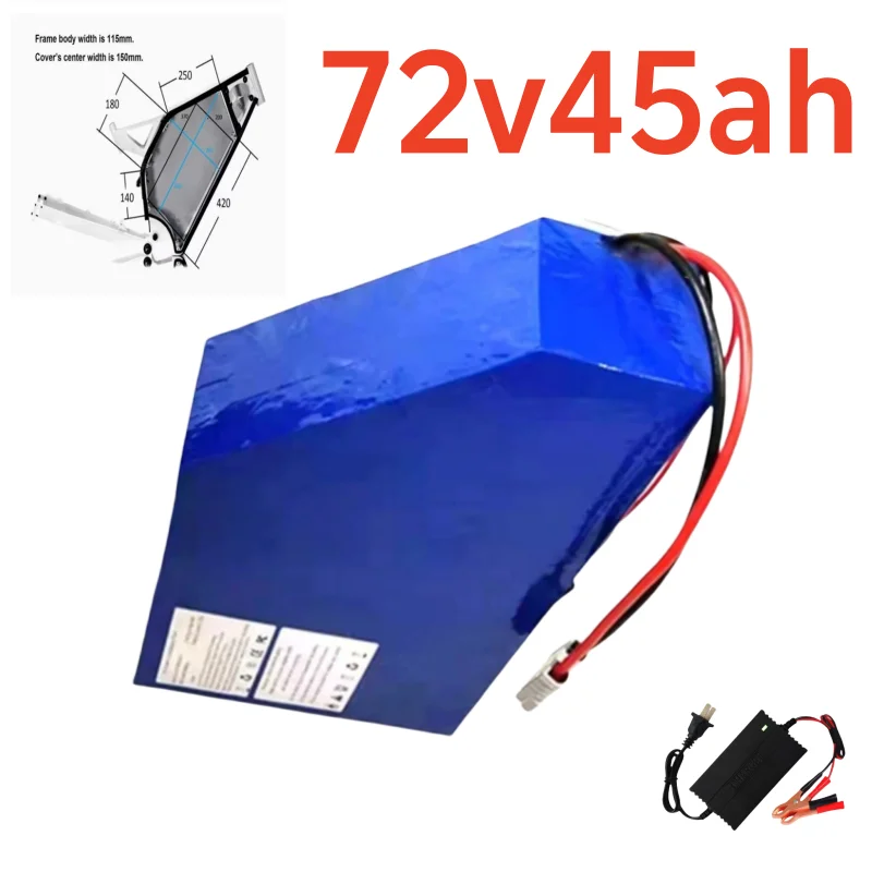 

72v 45Ah lithium ion triangle battery BMS li ion 20S for 5000w 6000w Mountain Bike scooter Motorcycle + 8A charger
