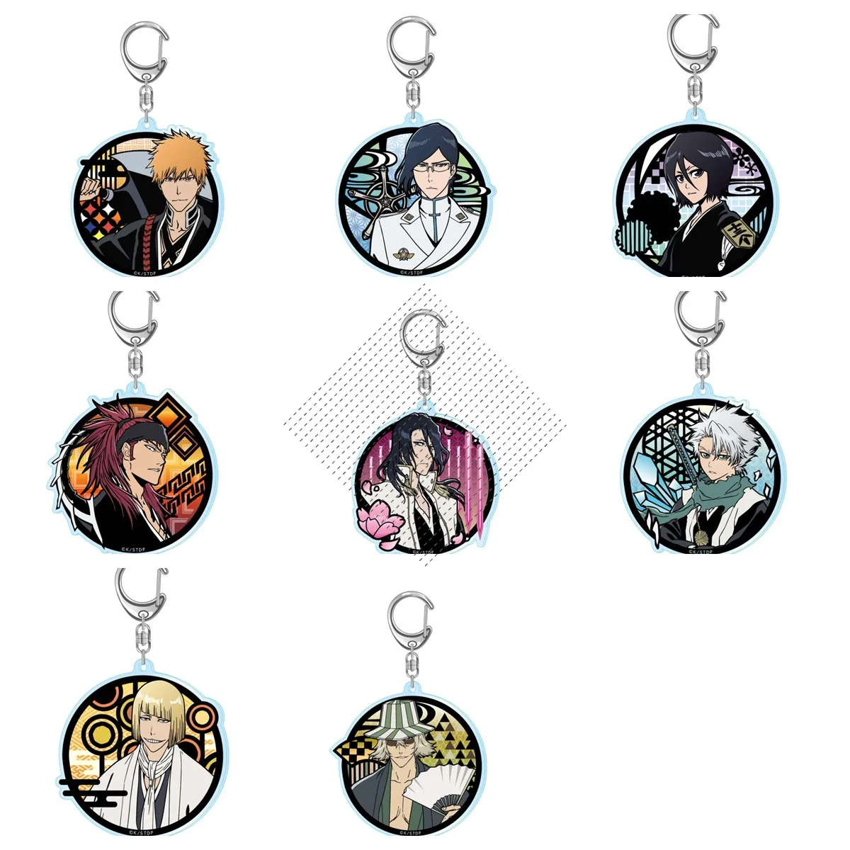 Game Ichigo Kurosaki Kisuke Urahara Byakuya Kuchiki Toushiro Hitsugaya Keychain Doll Anime Acrylic Keyring Pendant for Gift