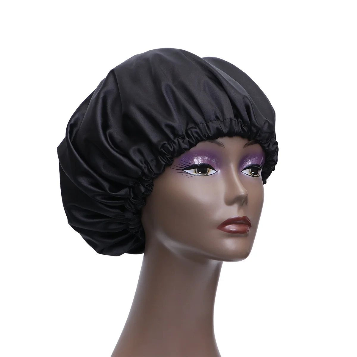 

Silk Satin Sleeping Cap Black Hair Protection Moisture Retention Women Solid Color Simple Night Hat Soft