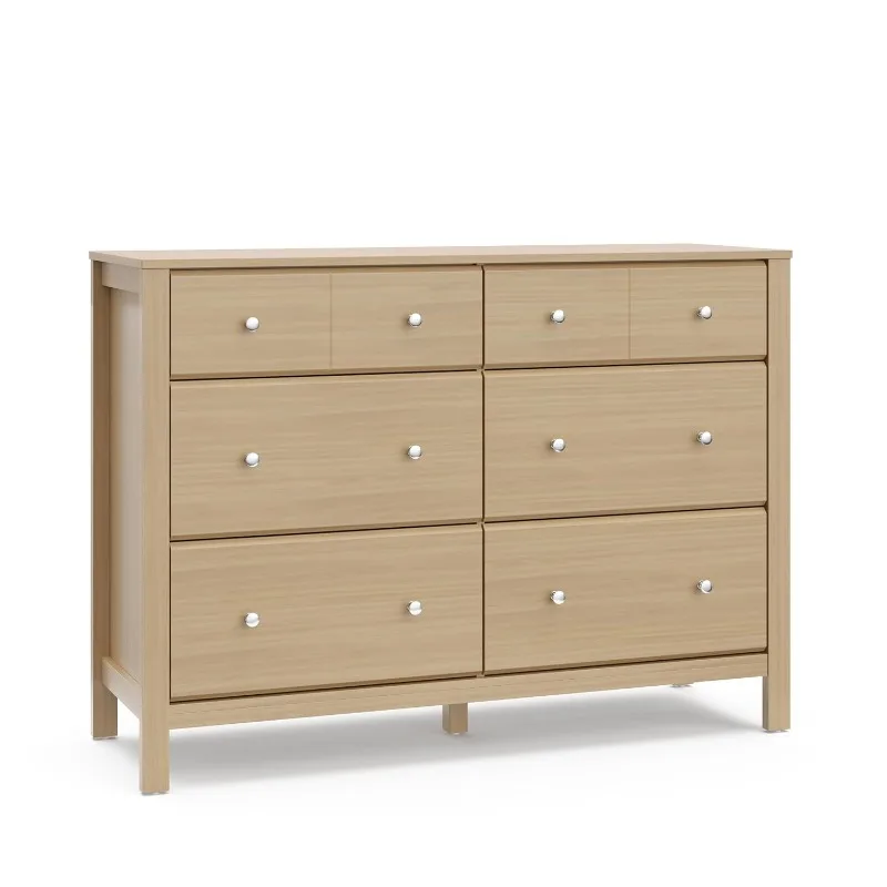 Horizon 6 Drawer Dresser (Driftwood) - GREENGUARD Gold Certified, 6 Drawer Dresser with Interlocking Drawer System, D