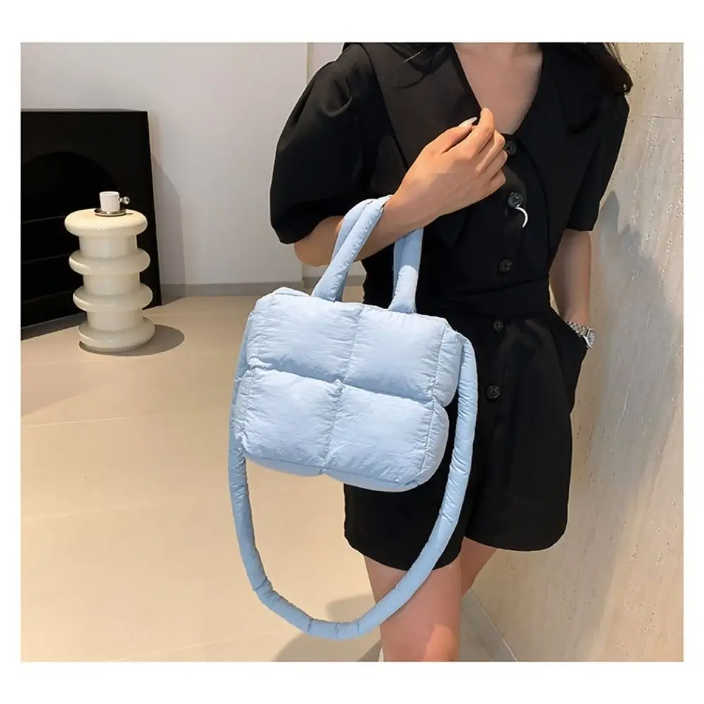 New Retro Checkered Shoulder Bag Checkered Quilted Tote Handbags Soft Solid Color Go Out Bag Winter